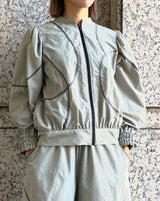 ラインアクセントギャザースリーブブルゾン