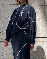 ラインアクセントギャザースリーブブルゾン