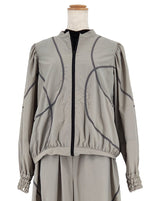 ラインアクセントギャザースリーブブルゾン