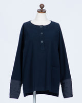 Suede Like Quilted Sleeve Pullover