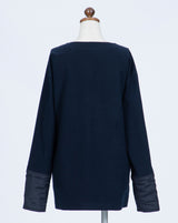 Suede Like Quilted Sleeve Pullover